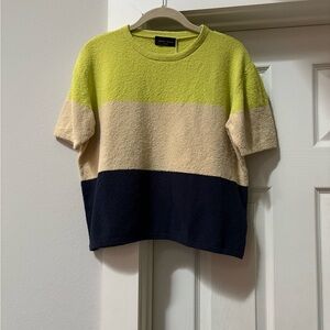 Roberto Collina Lime, Beige, and Black Crew Neck Sweater